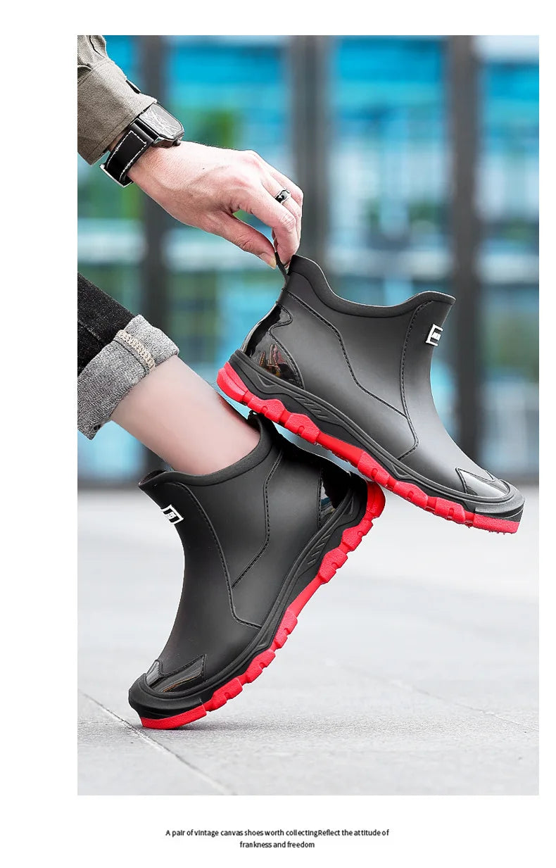 Men’s Waterproof Wear-Resistant Rubber Short Boots